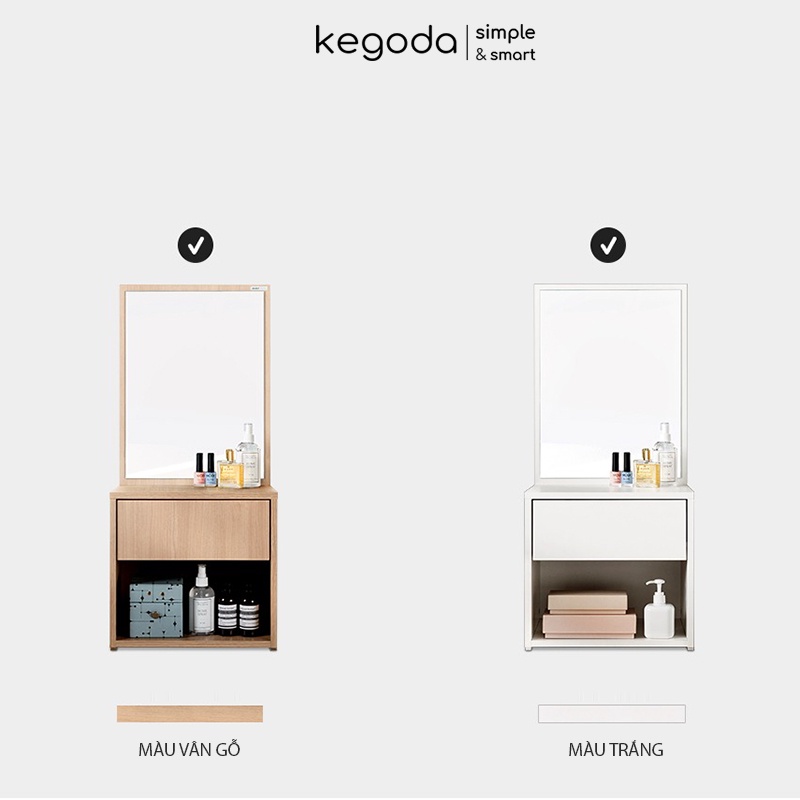 Bàn Trang Điểm Ngồi Bệt Nhỏ Gọn, Bàn Gỗ Makeup Mini Kết Hợp Kệ Đầu Giường Đơn Giản KEGODA KGD11 - Ảnh 6