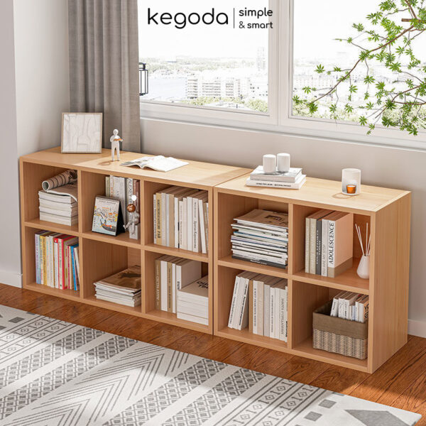 Set kệ như hình gồm kệ tổ ong 4 ô và kệ 6 ô màu Oak vân gỗ sồi.