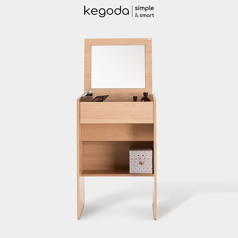 Bàn Trang Điểm Có Gương Gấp Gọn, Bàn Phấn Gỗ Kèm Ghế Nhỏ Gọn Thông Minh Dáng Simple KEGODA KGD08 - Ảnh 4