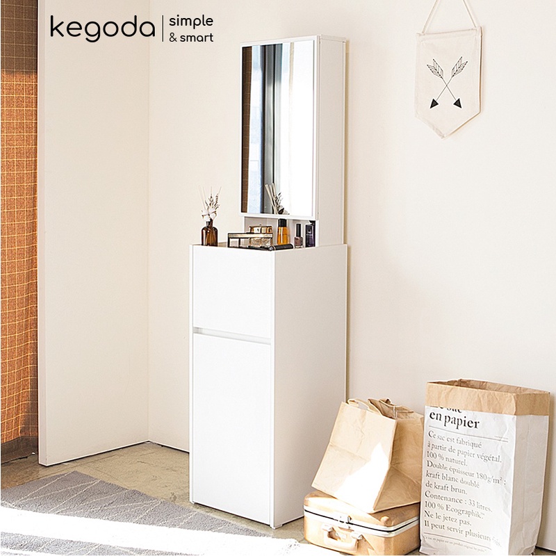 Bàn Trang Điểm Có Gương Soi, Tủ Phấn 2 Cánh 1 Ngăn Kéo Để Đựng Mỹ Phẩm Makeup KEGODA KGD48 - Ảnh 2
