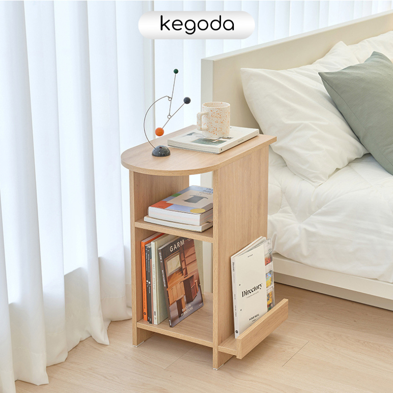 Bàn Kệ Gỗ Đầu Giường Để Đọc Sách, Kệ Để Sofa Phòng Khách Nhỏ 2 Màu Trắng, Oak KEGODA KGD84 - Ảnh 6