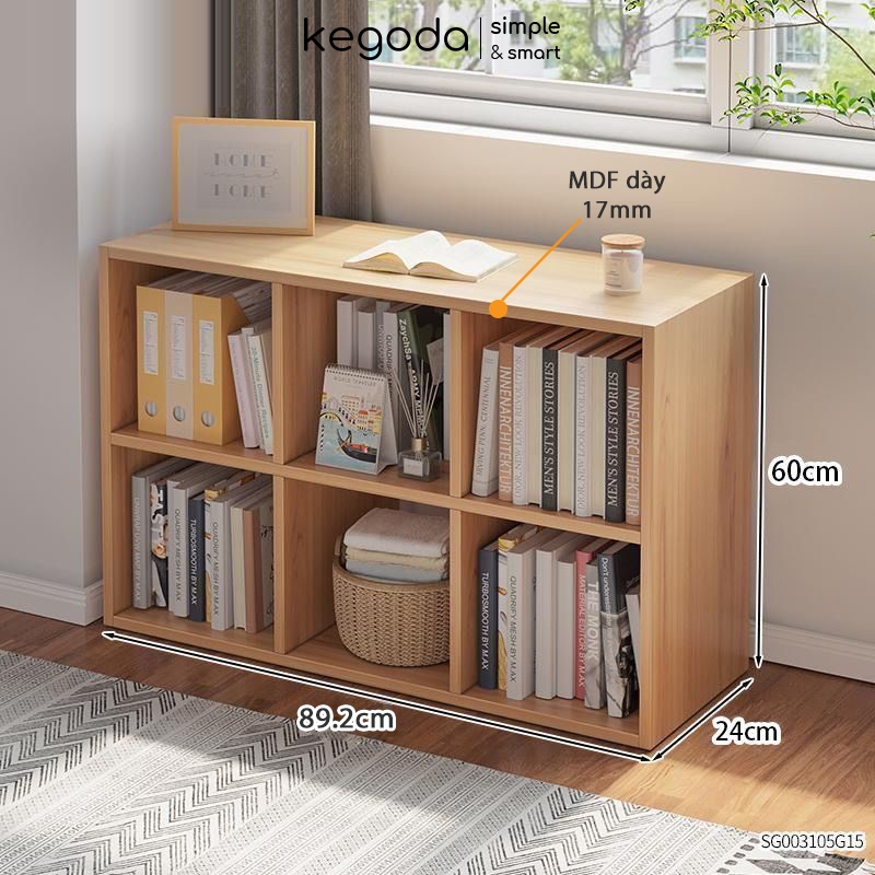 Kệ Sách Gỗ Tổ Ong 6 Ô Dài 89.2cm, Rộng 24cm Và Cao 60cm Thương Hiệu KEGODA KGD33 - Ảnh 7