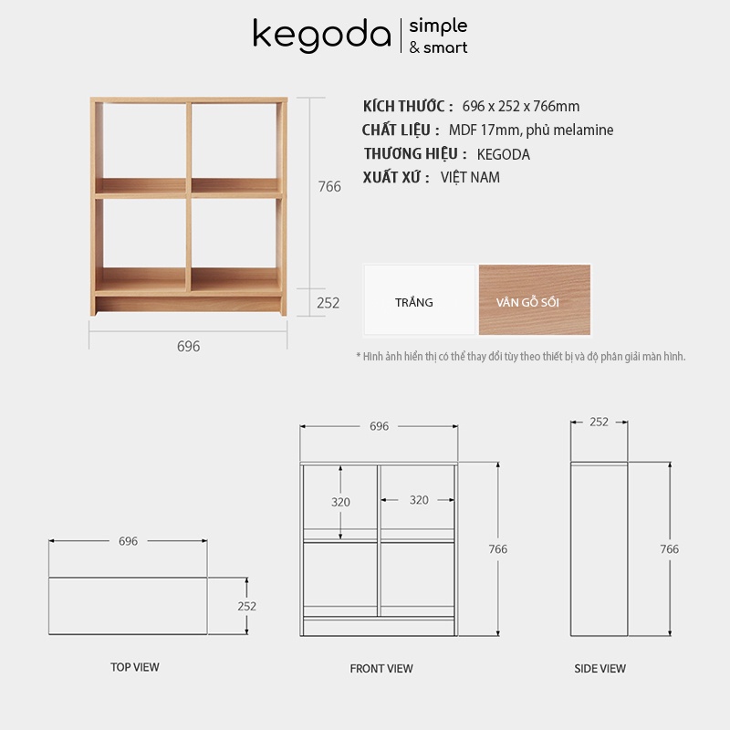 Kệ Sách Gỗ 2 Tầng Nhiều Ngăn Đơn Giản Thương Hiệu KEGODA KGD18 - Ảnh 7