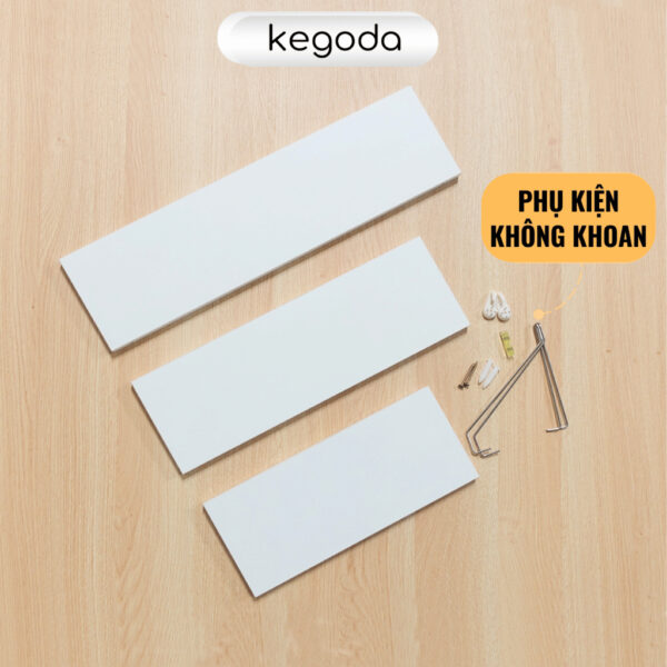 [Hỏa tốc] Bộ 3 Kệ Gỗ Treo Tường Không Khoan Kích Thước 35/45/55cm, Rộng 15cm KEGODA KT55