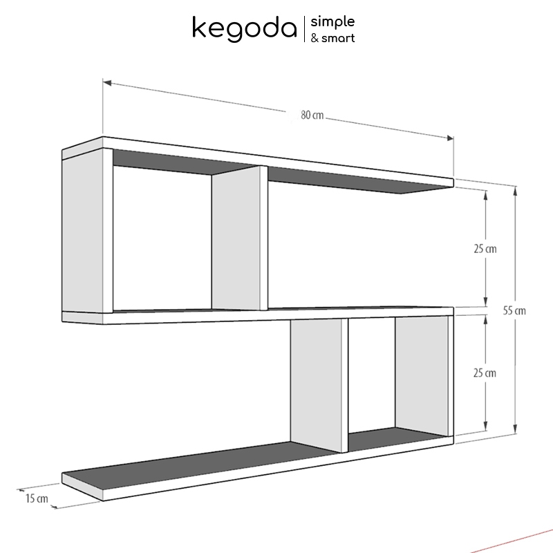 Kệ Sách Gỗ Trang Trí Treo Tường 3 Tầng KEGODA Dài 80cm, Không Cần Khoan, Tặng Kèm Phụ Kiện KT61 - Ảnh 4