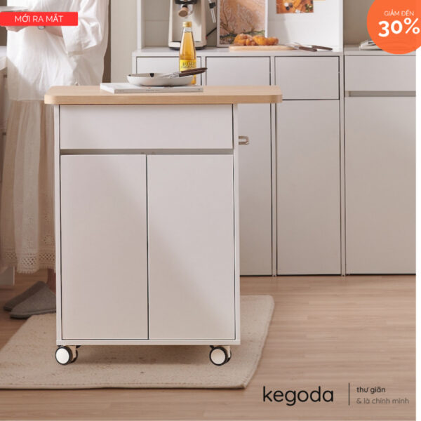 [Lắp sẵn] Tủ Bếp Đa Năng / Bàn Đảo Di Động KEGODA Tích Hợp Bánh Xe Chuẩn Phong Cách Hàn Quốc KGD110