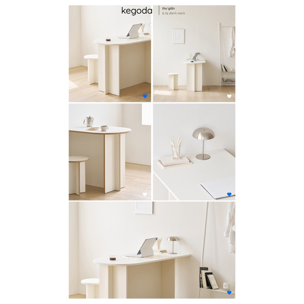 Bàn Bán Nguyệt Có Ghế 80cm/100cm/120cm - Bàn Home Cafe, Bàn Ăn Phong Cách Hàn Quốc Tối Giản KEGODA KGD99 - Ảnh 3