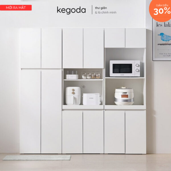 Bộ 3 Tủ Bếp Đa Năng Module Tích Hợp Kệ Lò Vi Sóng, Tủ Đựng Đồ Style Hàn Quốc Tối Giản KEGODA KGD114